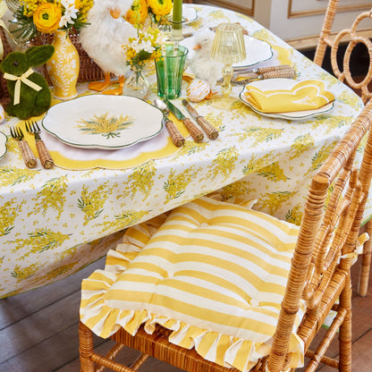 Frilled Yellow Stripe Seat Pad Cushion