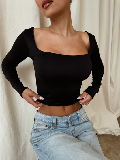 Maybelle Long Sleeve Top - Black