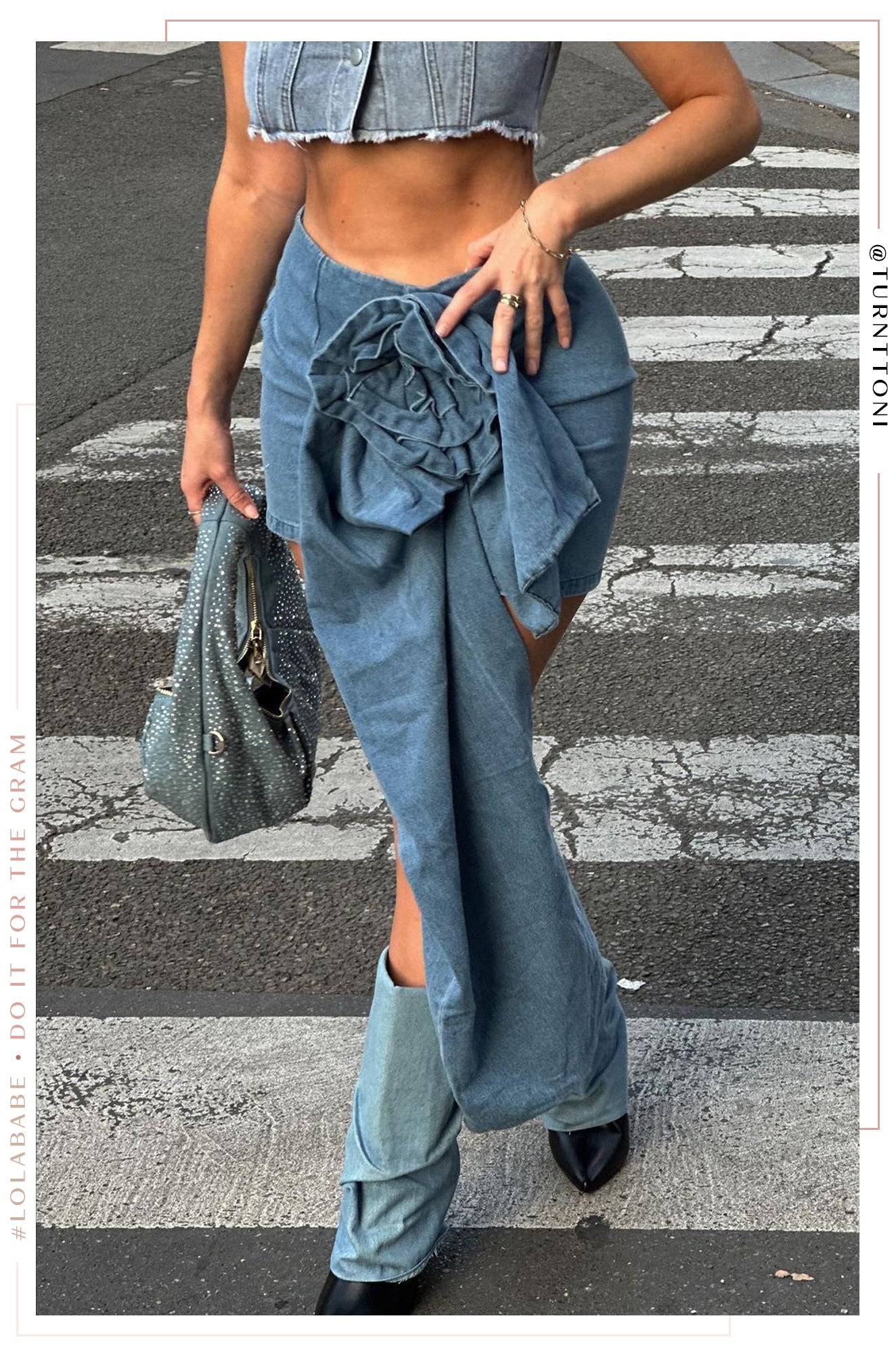 Samantha Denim Heel Boots - Denim