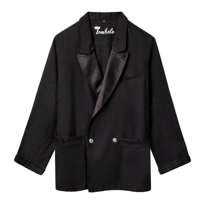 Easy-Going Tuxedo Jacket (Black Linen)
