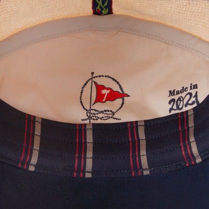 'Claws N' Roses' 7-Panel Souvenir Cap (Tan / Navy)