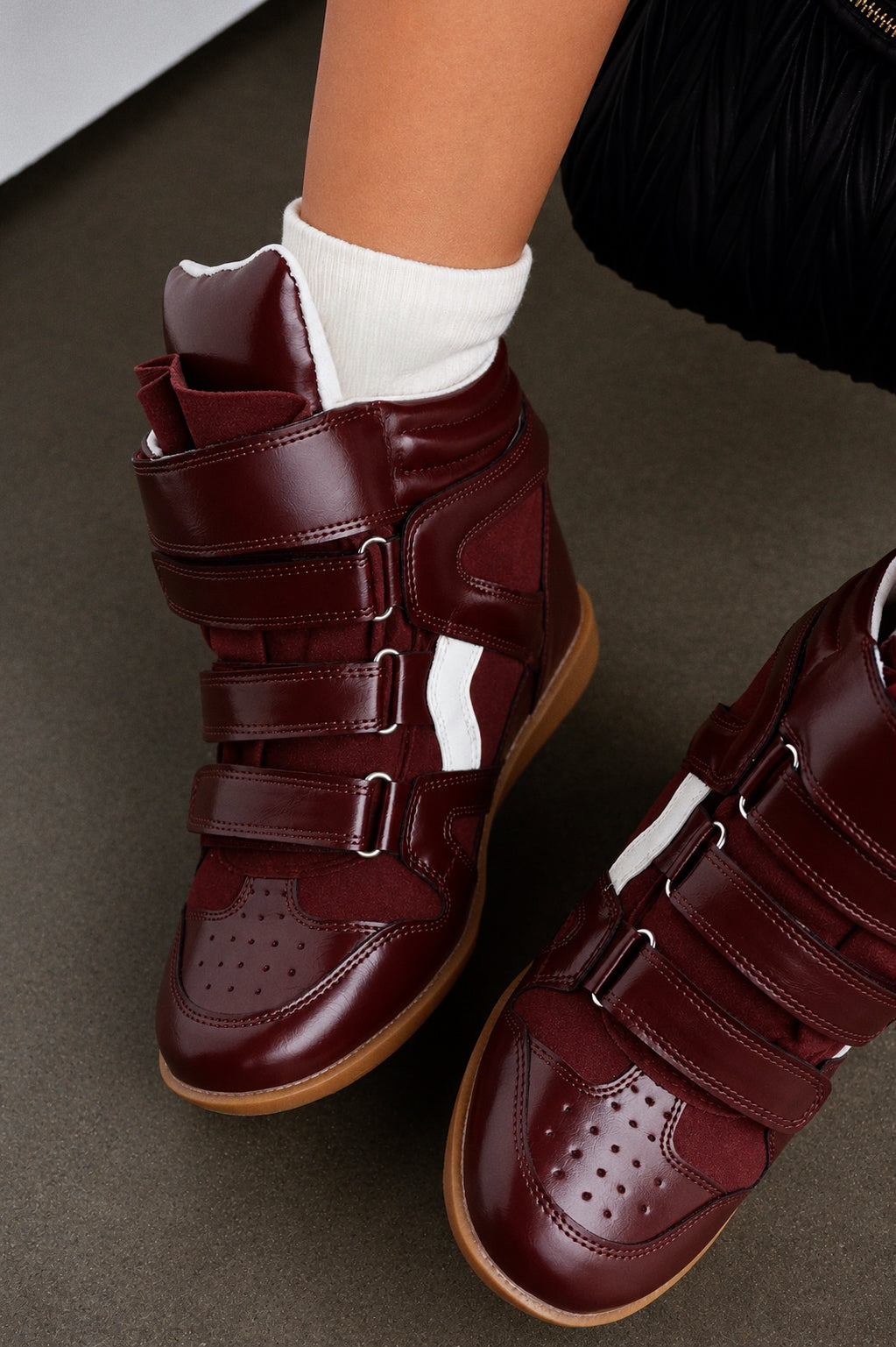 Gigi Wedge Sneakers - Burgundy