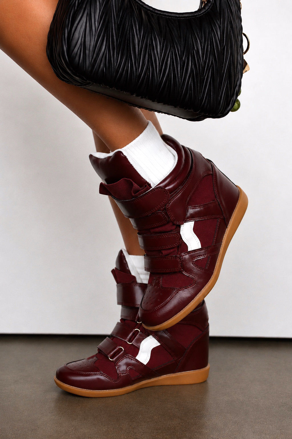 Gigi Wedge Sneakers - Burgundy