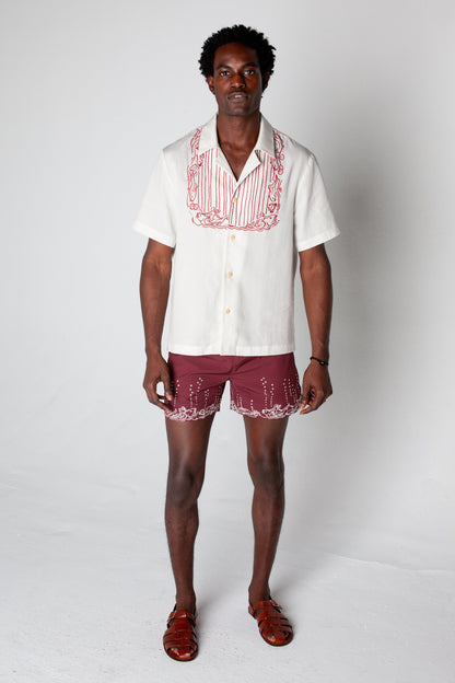 'Fruits De Mer' Swim Trunks (Burgundy)