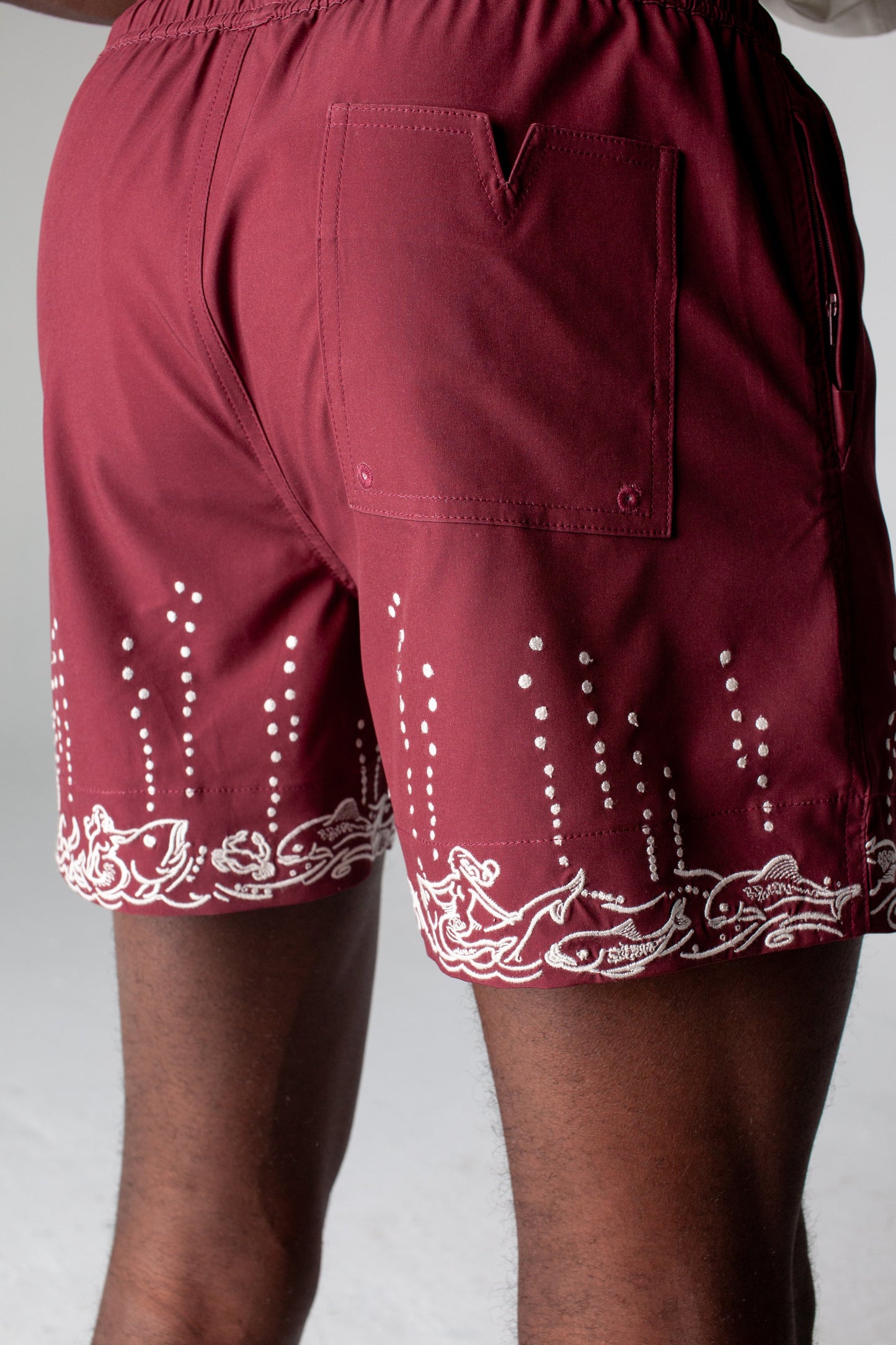 'Fruits De Mer' Swim Trunks (Burgundy)