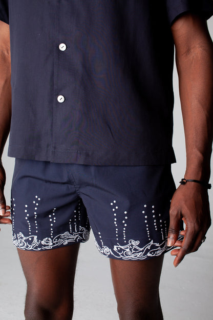 'Fruits De Mer' Swim Trunks (Navy)