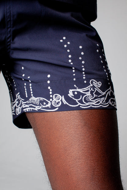 'Fruits De Mer' Swim Trunks (Navy)