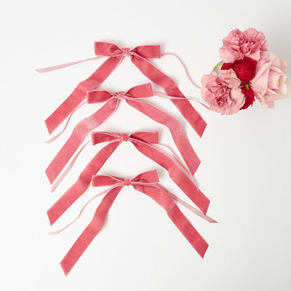 Dusty Pink Velvet Bows (Set of 4) - 20cm