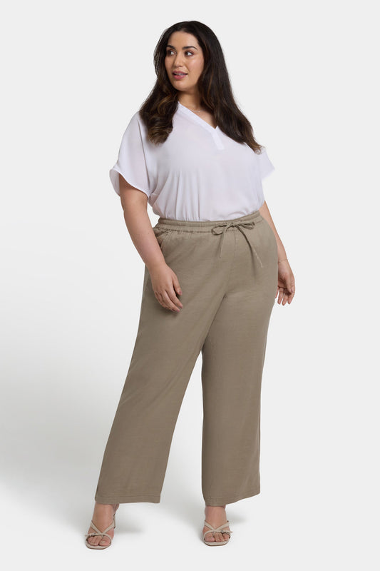 Relaxed Drawstring Pull-On Pants In Plus Size - Saddlewood