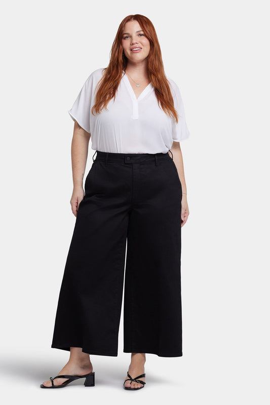Mona Wide Leg Trouser Ankle Jeans In Plus Size - Black