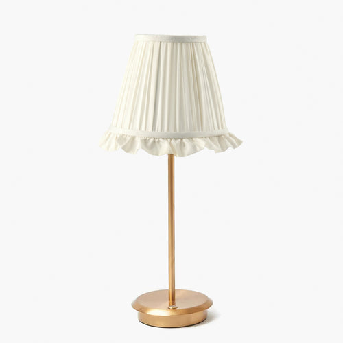 Tall Rechargeable Lamp with Cream Ruffle Shade (18cm)