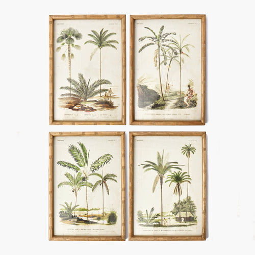 Palm Tree Bamboo Framed Wall Art (Set of 4)
