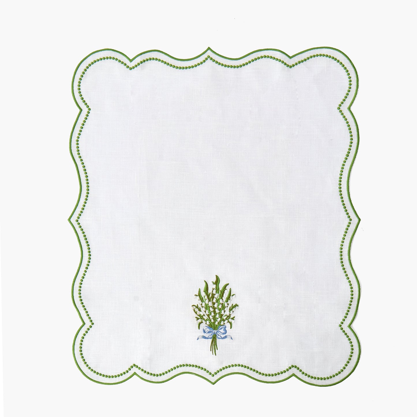 White Lily of the Valley Embroidered Linen Hand Towel