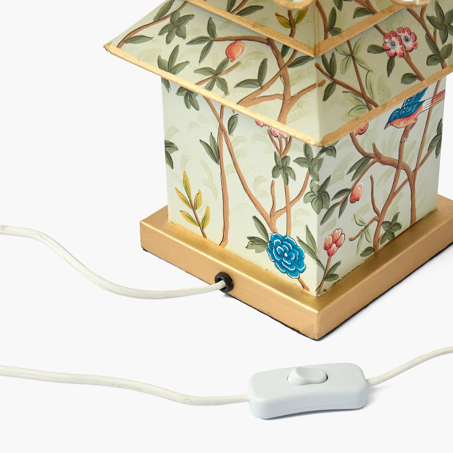 Green Chinoiserie Tole Pagoda Lamp with Shade