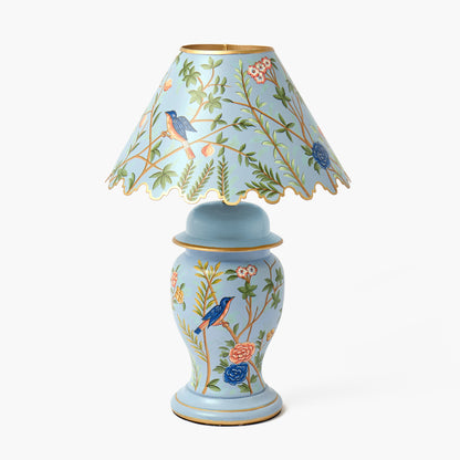 Blue Chinoiserie Lamp with Shade