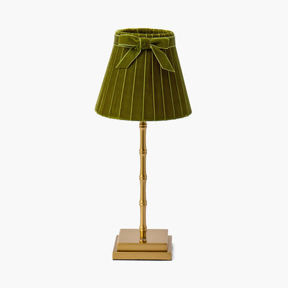 Olive Velvet Bow Lampshade (18cm)