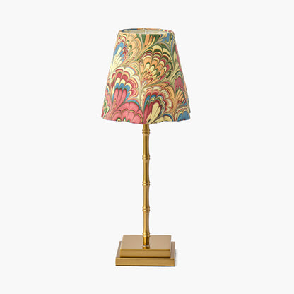 Lucille Metal Bamboo Rechargeable Lamp with Multi Marble Shade (18cm)