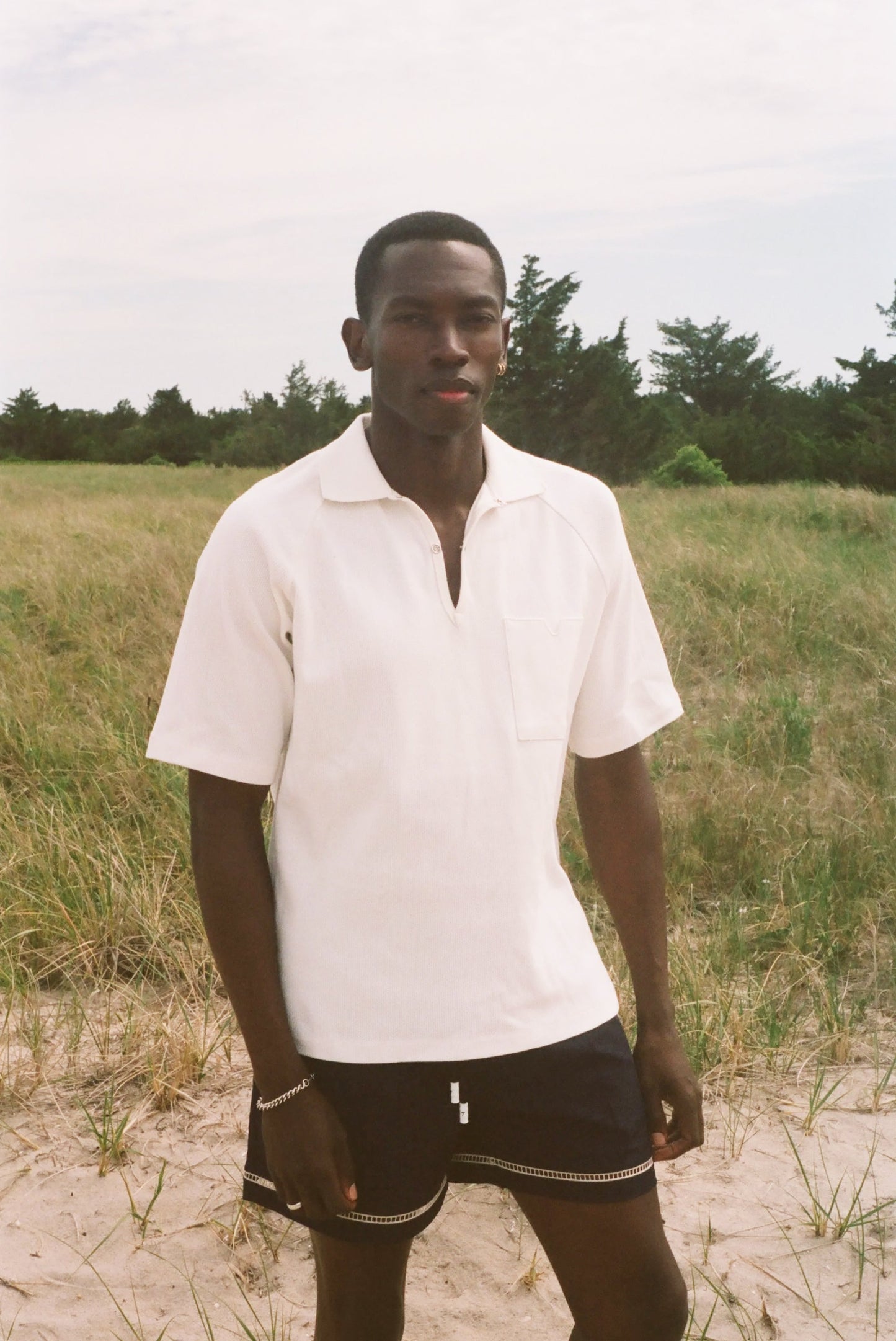 Raglan Mesh Polo (White)