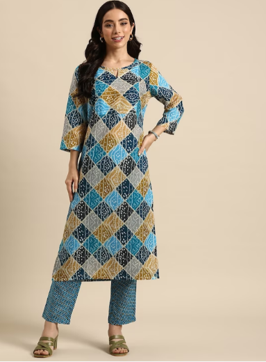 Bandhani Printed Regular Kurta with Trousers