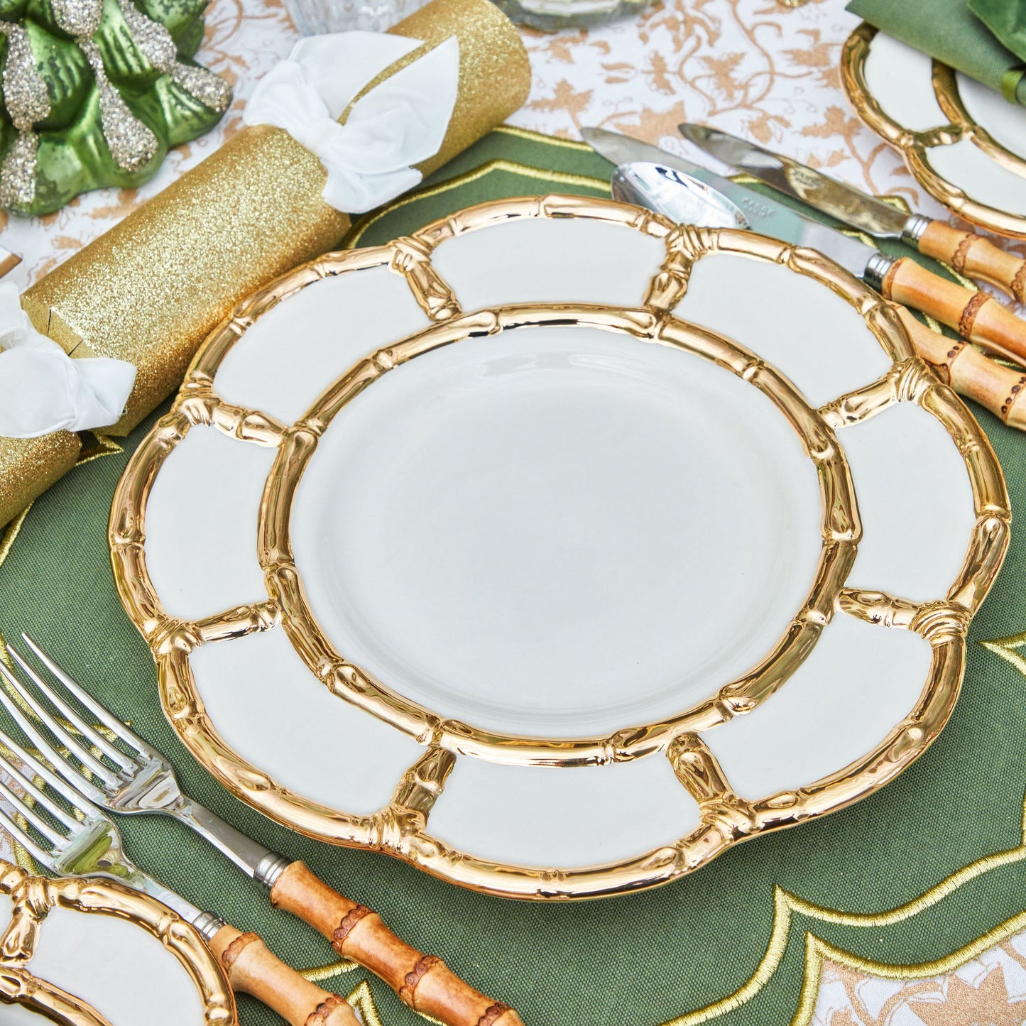 Gold Petal Bamboo Dinner Plates (Set of 4)