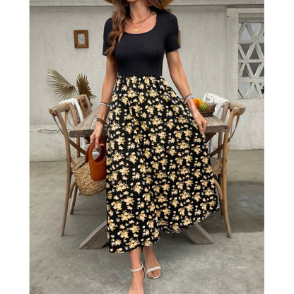 Women's High-Waist Floral A-Line Dress – 7 Prints, XXS–L