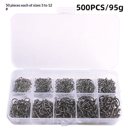 Alloy Fishhook Set with Eye – Sizes 3–12, Boxed (100 to 2000 Pieces)