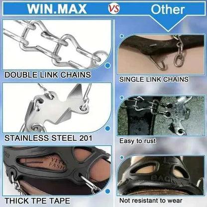 Ice Traction Cleats | 19-Spike Anti-Slip Shoe Grips for Ice & Snow
