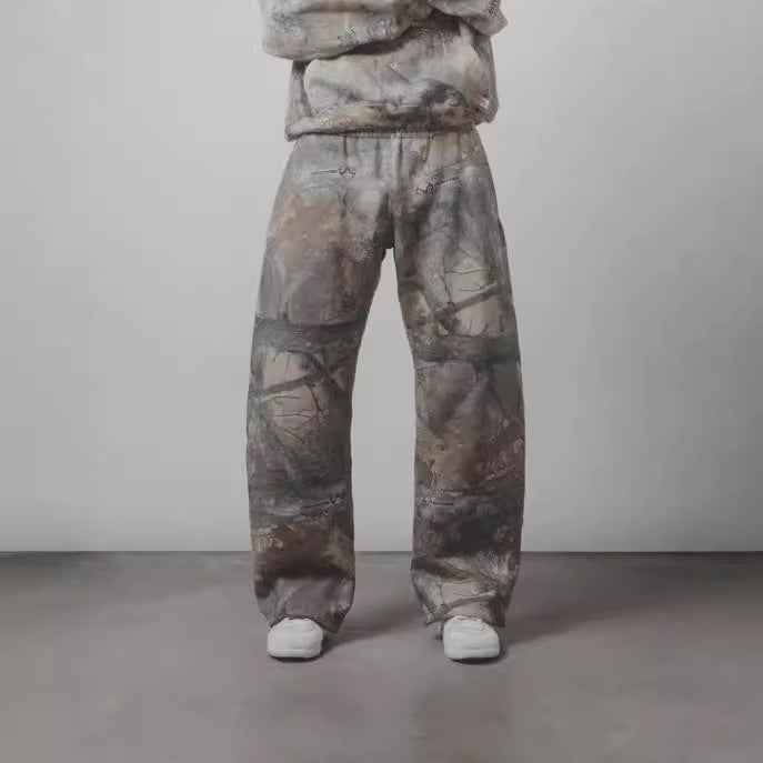 Men's Leaf Camo 3D Print Casual Pants – Straight-Leg Drawstring Trousers