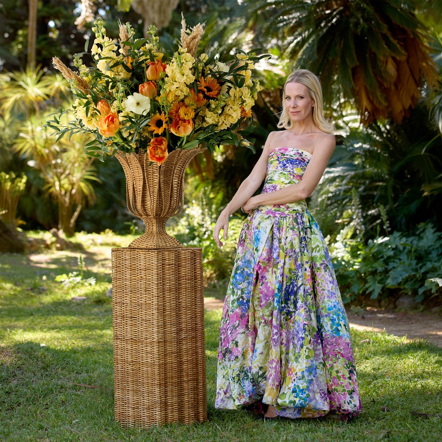 Palm Rattan Urn