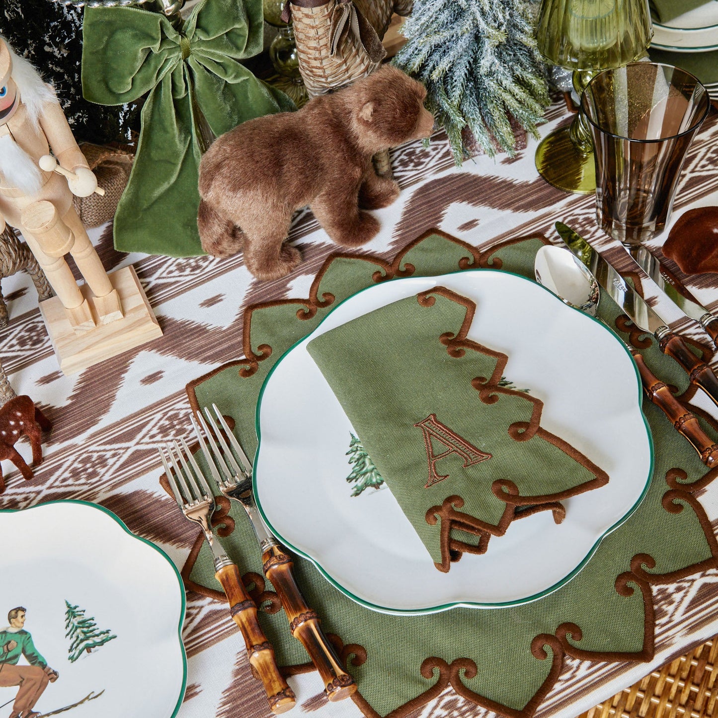 Forest Green & Brown Angelina Placemats (Set of 4)