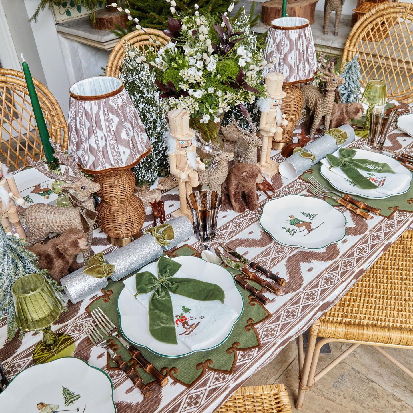 Forest Green & Brown Angelina Placemats (Set of 4)