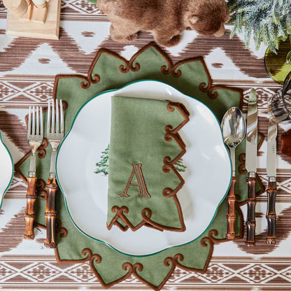 Forest Green & Brown Angelina Placemats (Set of 4)