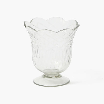 Scalloped Engraved Glass Vase