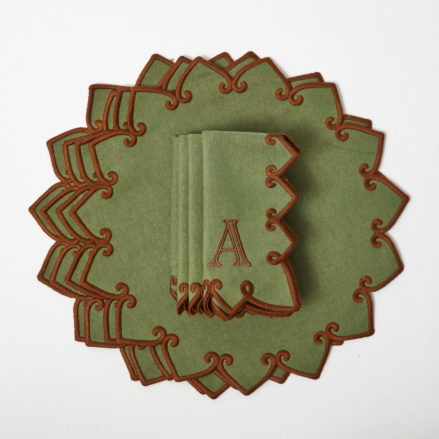 Forest Green & Brown Angelina Placemats (Set of 4)