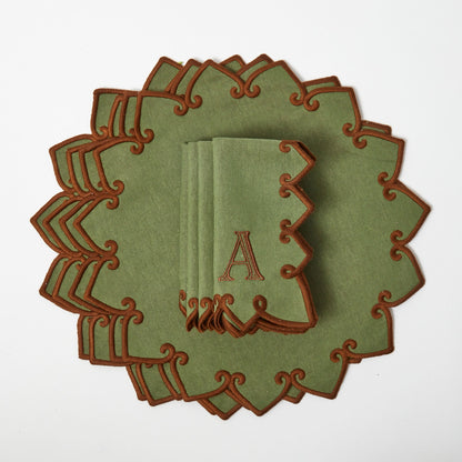 Forest Green & Brown Angelina Placemats (Set of 4)