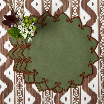 Forest Green & Brown Angelina Placemats (Set of 4)