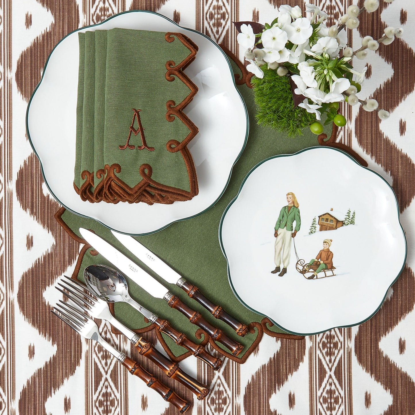 Forest Green & Brown Angelina Placemats (Set of 4)