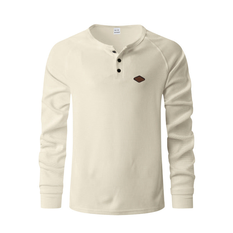 Men's Waffle Knit Raglan Pullover – Loose Fit, 6 Colors, S–XXXL