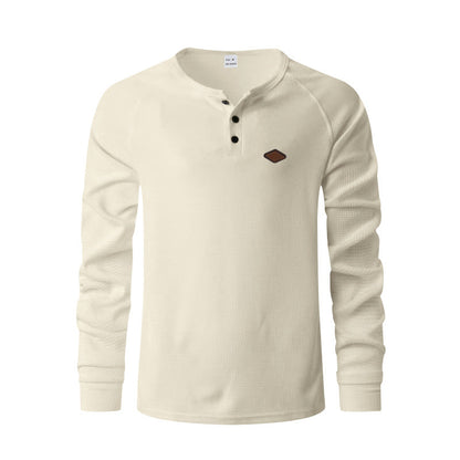 Men's Waffle Knit Raglan Pullover – Loose Fit, 6 Colors, S–XXXL