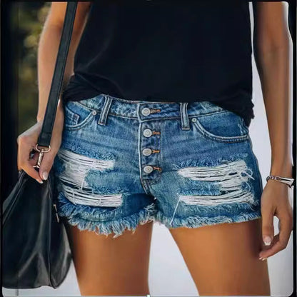 Women's Fringe Denim Shorts – Available in 7 Colors