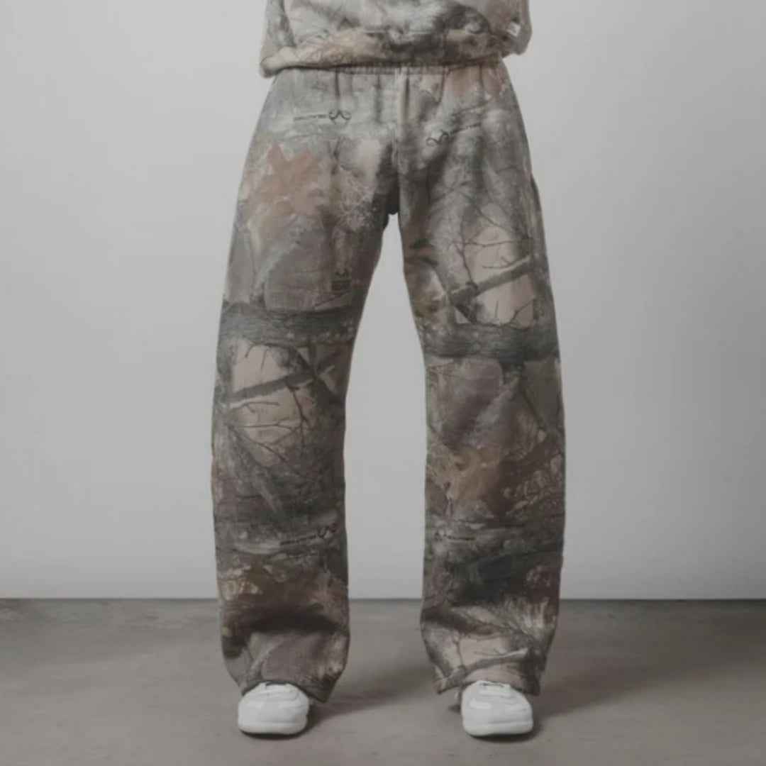 Men's Leaf Camo 3D Print Casual Pants – Straight-Leg Drawstring Trousers