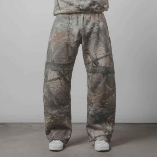 Men's Leaf Camo 3D Print Casual Pants – Straight-Leg Drawstring Trousers