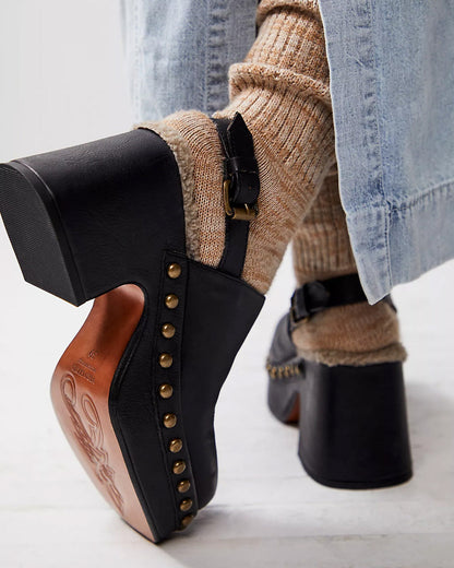 Autumn Studded Platform Clog - Black