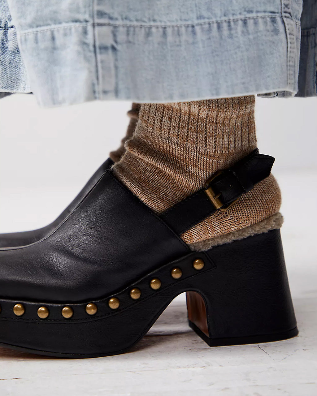 Autumn Studded Platform Clog - Black