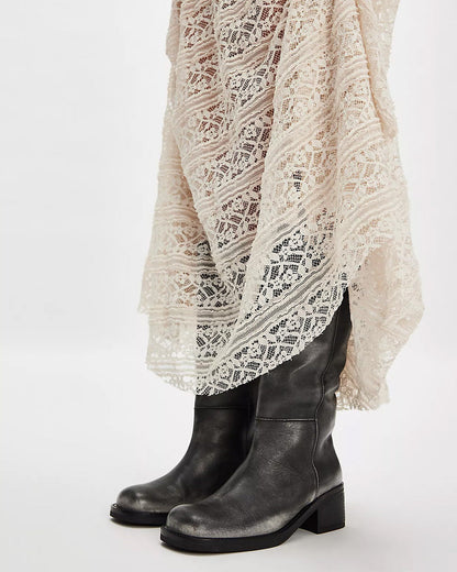 Dana Distressed Pull-On Boot - Black Leather