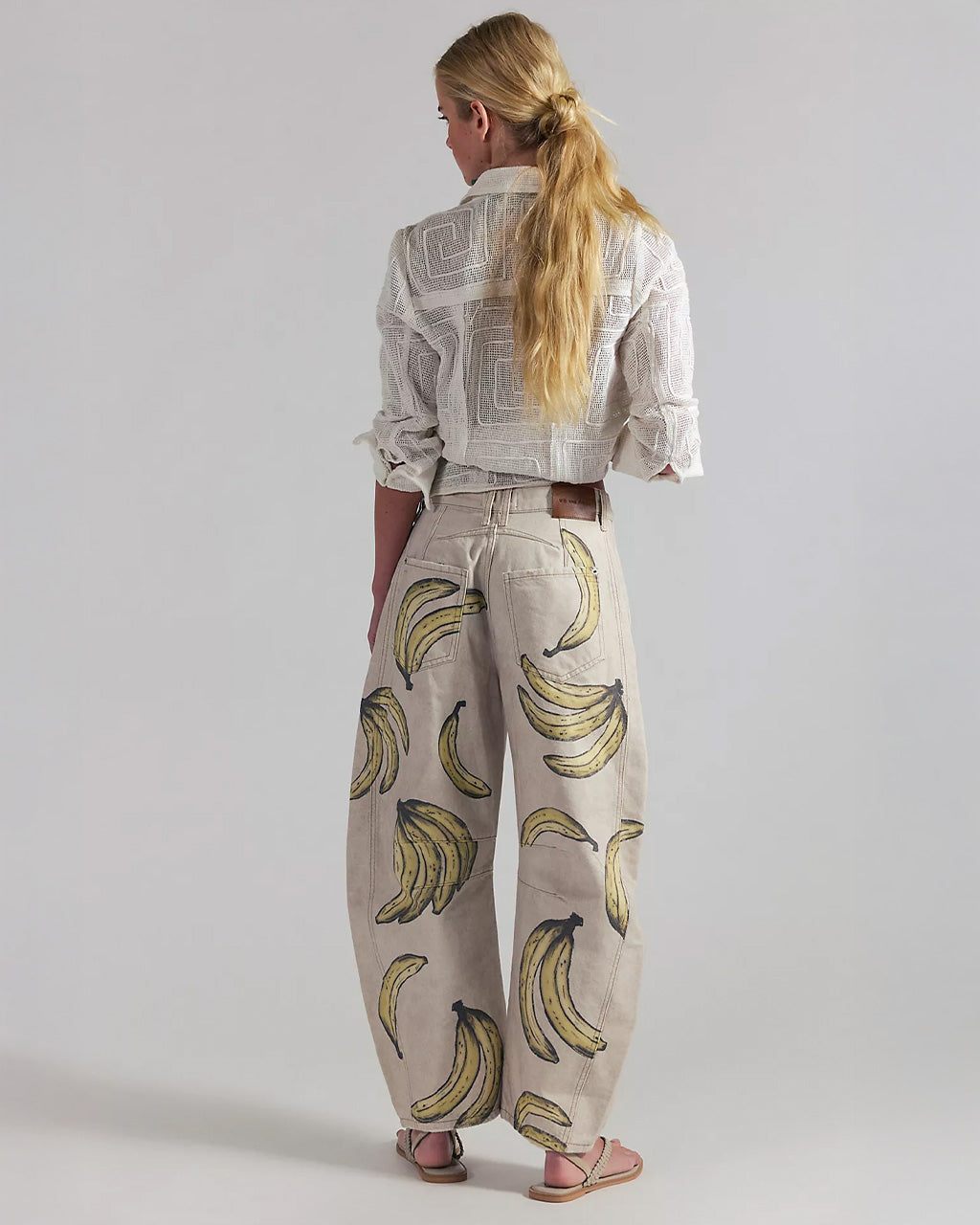 We The Free Good Luck Printed Barrel Jeans - Go Bananas