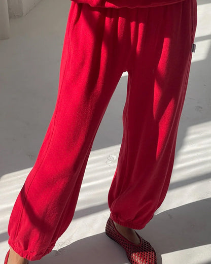 Pointelle Balloon Pants - Red Apple