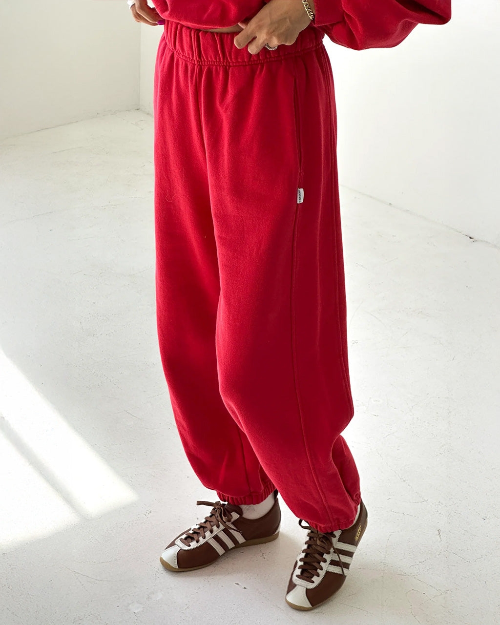 French Terry Balloon Pants - Red Tulip