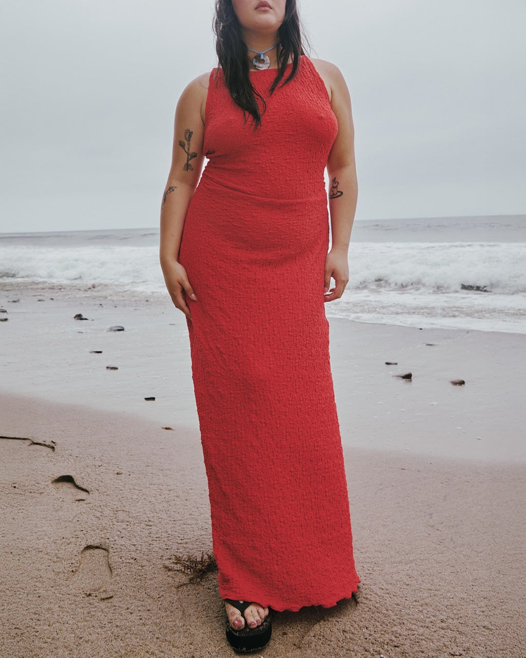 Maya Crinkle Dress - Pepper