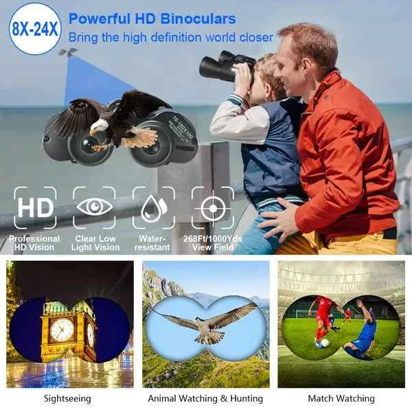 8-24x50 Zoom Binoculars – BAK-4 Prism, Multi-Layer Coated Aspherical Lenses